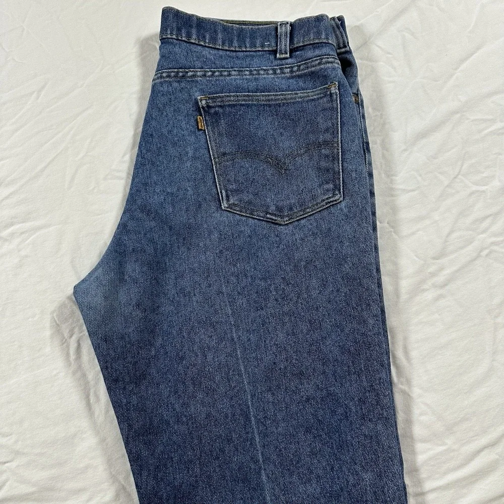 90s Levis Jeans‎ 38x34 Orange & Silver Tab With Skosh More Room Blue Denim Wash